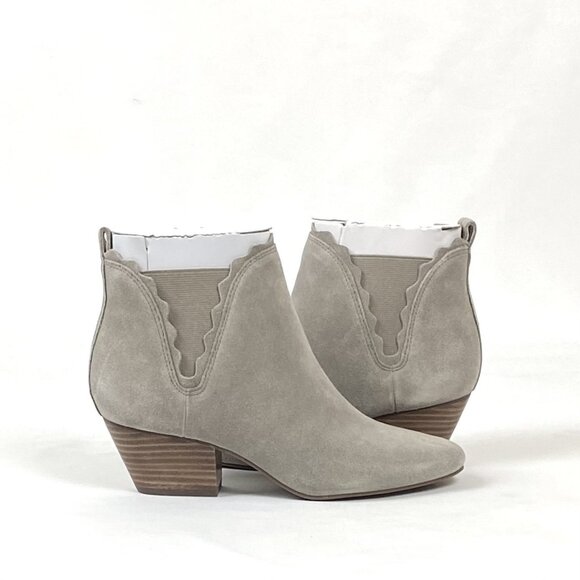 New Sole Society Candrah Cow Split Suede Leather Ankle Bootie , Mushroom 7 - Picture 3 of 10